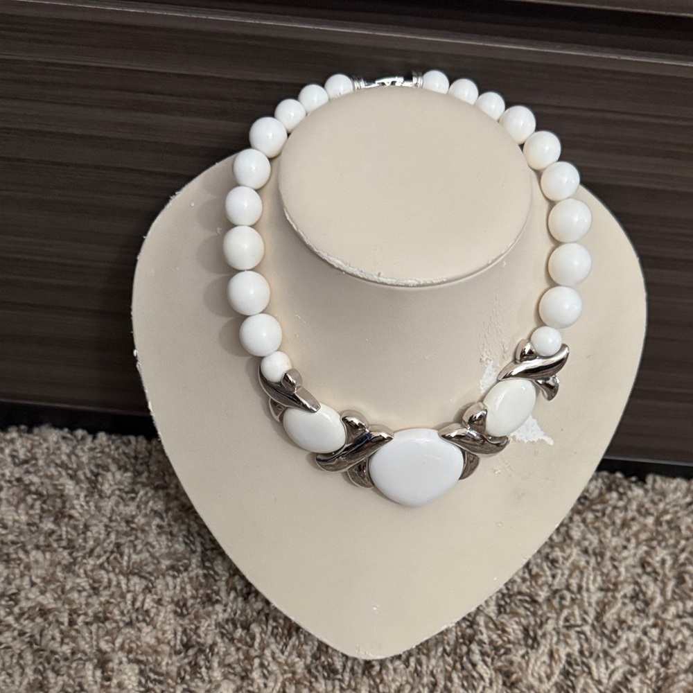 Elegant White Beaded Necklace